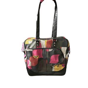 Roxy Carry On Bag Y2K Rare Double Handle Black Pink Weekender Zip Top Travel